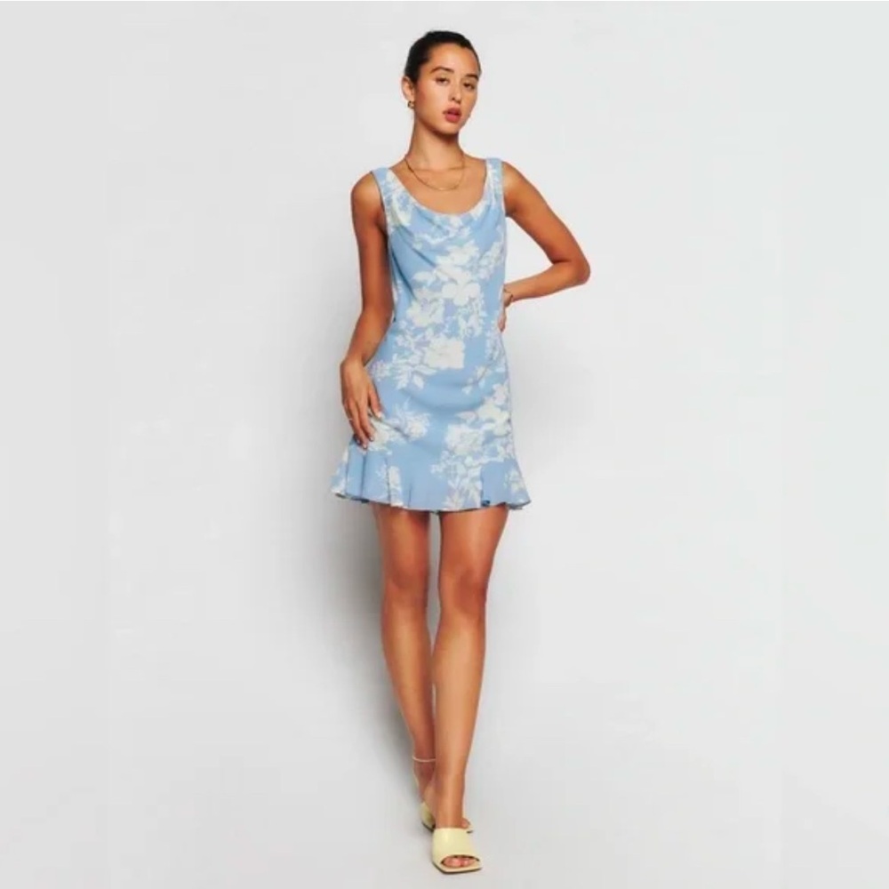 Floral Blue Sleeveless Dress Reformation